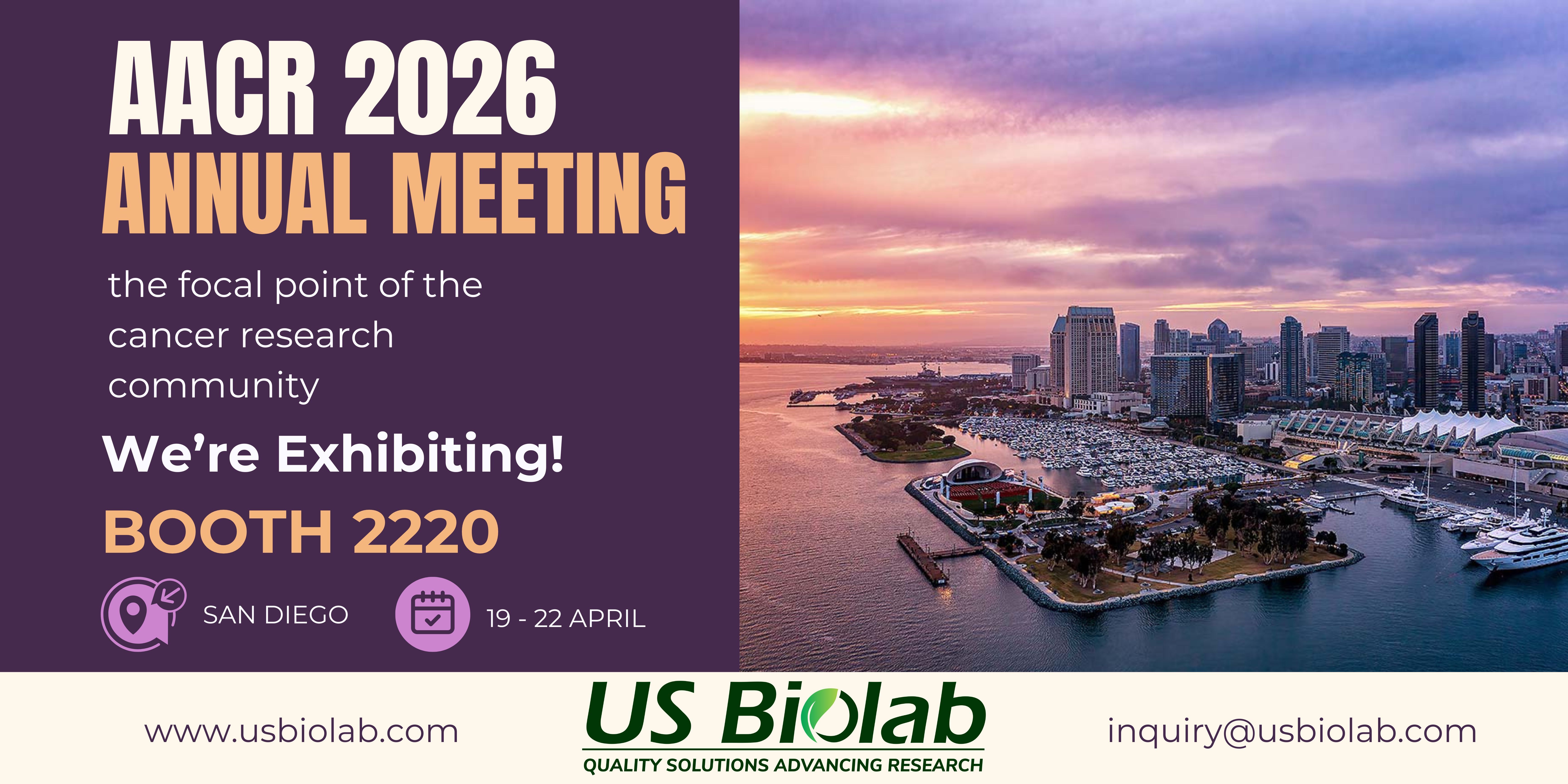 Meet US Biolab at AACR 2026 & the NIH  Spring Research Vendor Expo: Two Major  Events, One Month 